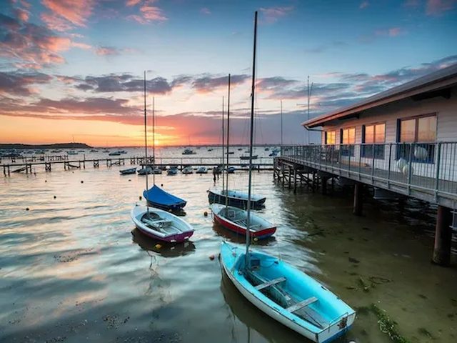 Sandbanks beach and harbour near Bournemouth